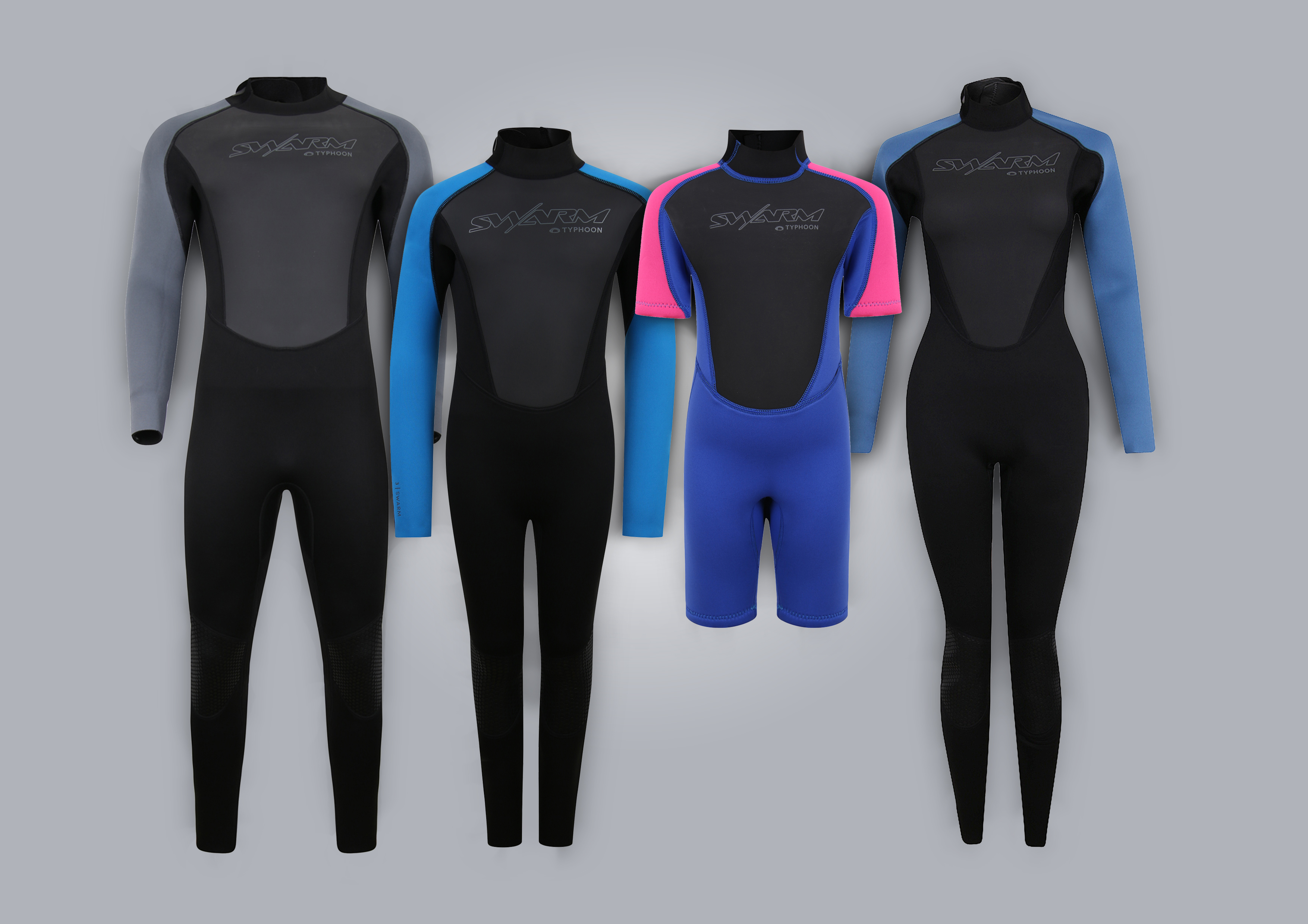 Long and shorty Swarm2.8 wetsuits for every family member from Typhoon ...